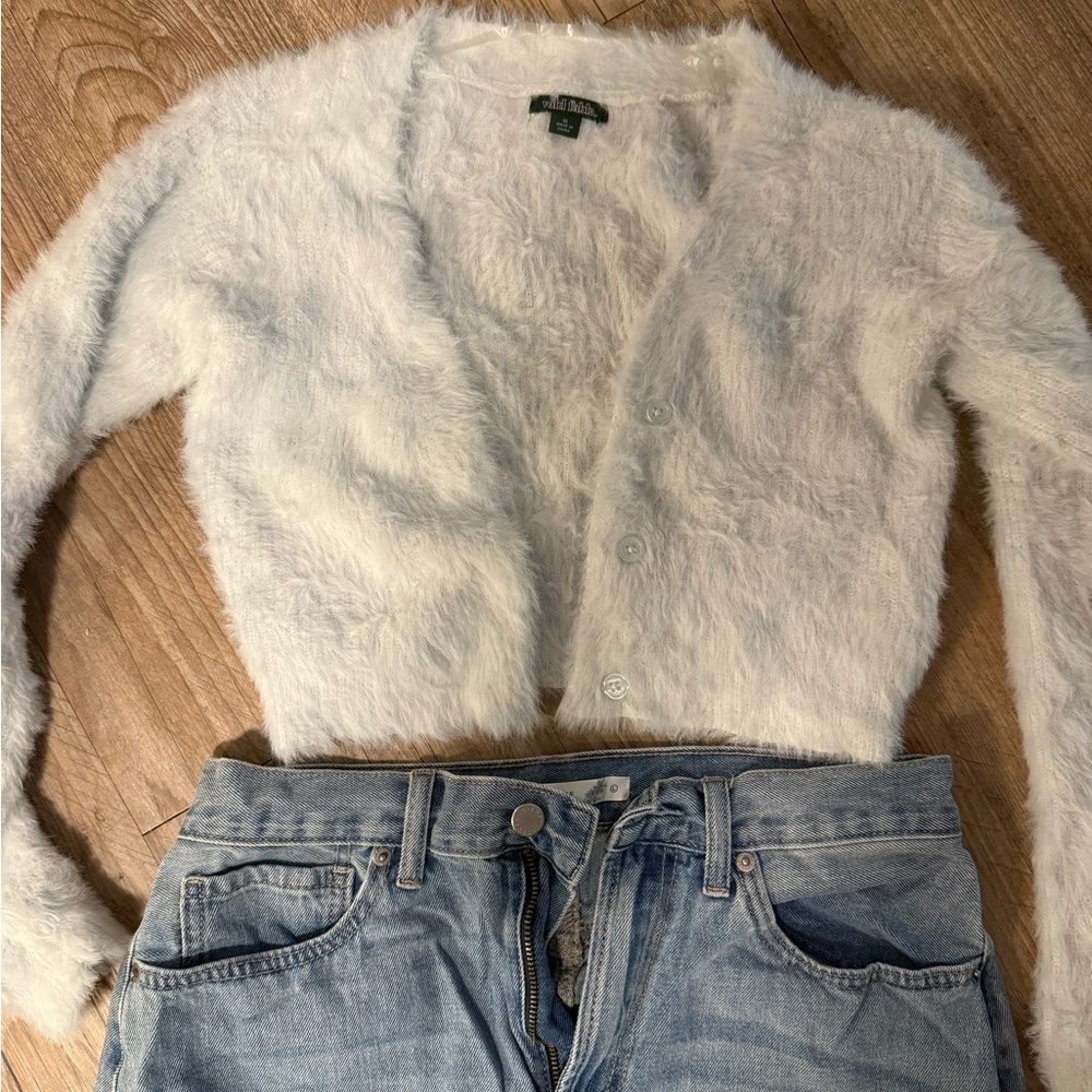Wild Fable Soft White Fuzzy Cardigan